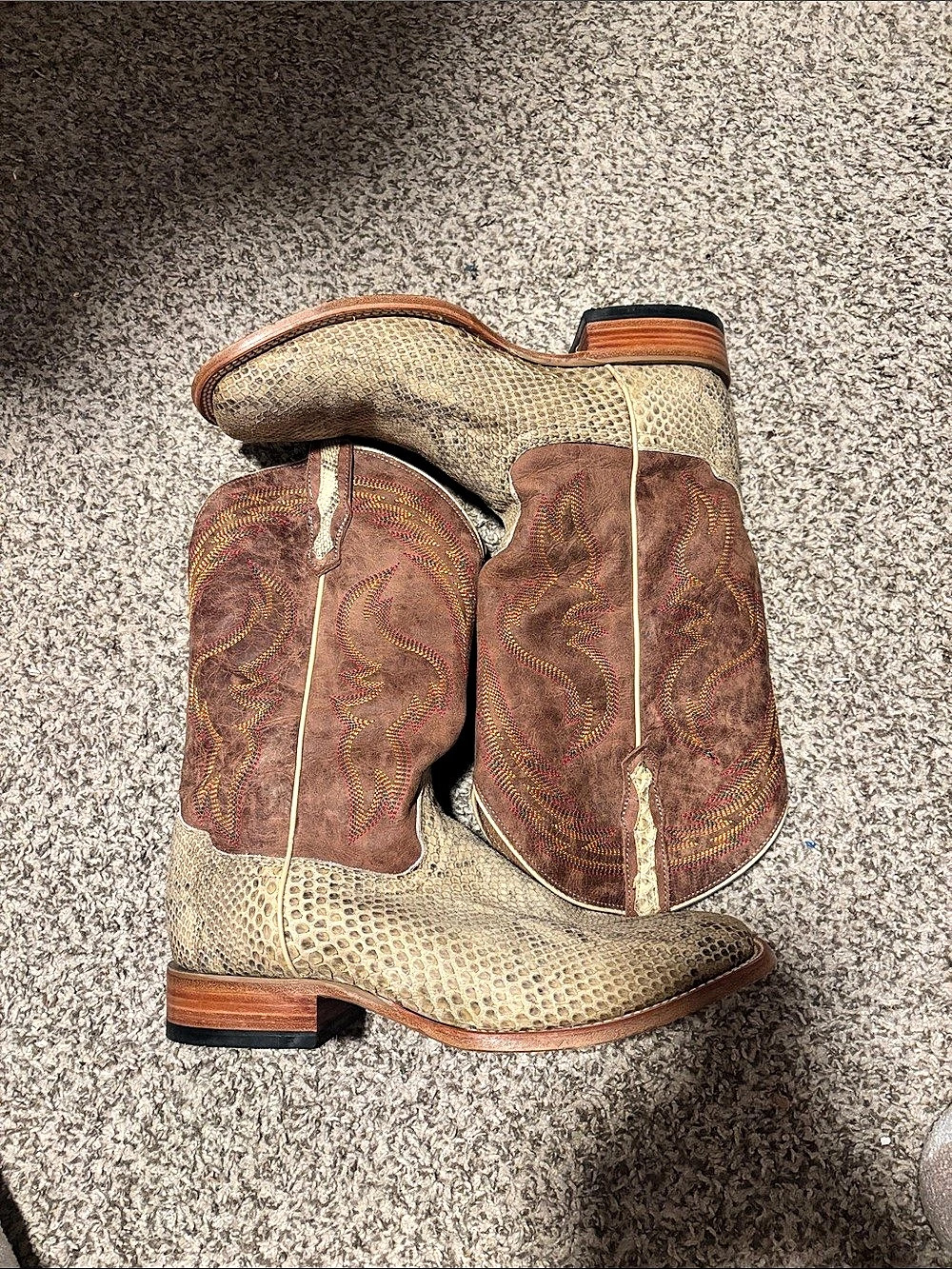 Men’s Cody James python skin cowboy boots square toe
